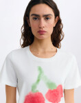Thinking MU Blurry Cherry Ida Tee WHITE L