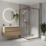 REA/S - Sprchovací kút City 80x100 Brush Copper So sprchovou vaničkou Savoy KPL-K6981