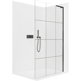 CERANO - Sprchová zástena Walk-in Onyx L-pravá vzpera - 8 mm - čierna matná, industriálne sklo - 150x200 CER-8050BD1343