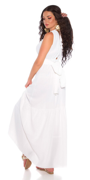 Sexy Goddess-Maxidress to tie white S/M