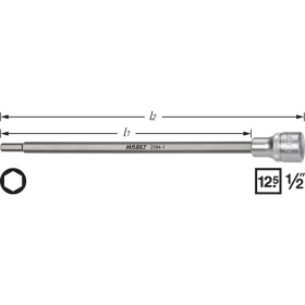 Hazet HAZET 2584-1 inbus vložka zástrčného kľúča so sacou trubicou 6 mm 1/2 (12.5 mm); 2584-1