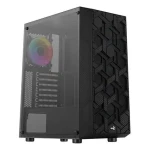 AeroCool Hive v3 čierna / PC skriňa / Midi Tower / ATX / mATX / Mini-ITX / 1x 120 mm FRGB / tvrdené sklo / bez zdroja (ACCM-PV27013.11)