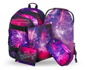 BAAGL SET 5 - Školský set Skate Galaxy II / aktovka / peračník / sáčok / dosky / box (A-34735)