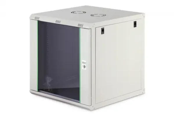 Digitus Dynamic sivá / Nástenný rozvádzač / 19" / 12U / 607x600x600 mm / sklenené dvere (DN-37110)