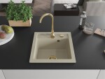 MEXEN/S MEXEN/S - Vito granitový drez 1-miska 520x490 mm, béžová, + zlatý sifón 6503521000-69-G