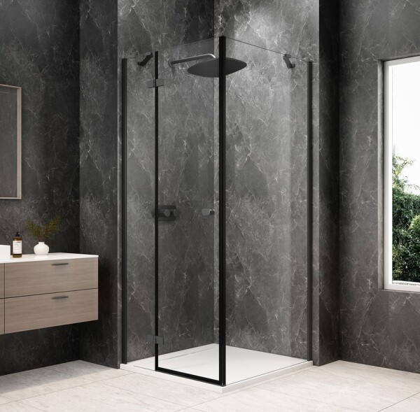 POLYSAN - GLOBE GUN METAL štvorcová sprchová zástena 800x800, číre sklo, ľavá GB1080-3215LGM