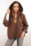 Dámska prešívaná bunda s kapucňou čokoládová UNI