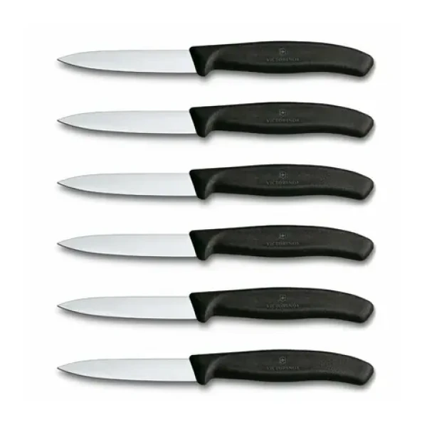 VICTORINOX Swiss Classic čierna / Sada nožov na zeleninu / 6 ks / 10 cm / Zúbkované ostrie (6.7733.6)