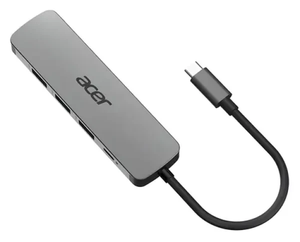 Acer 5-v-1 strieborná / USB-C hub / 3× USB-A 3.2 Gen1 / HDMI 4K 60Hz / PD 100W (HP.DSCAB.021)