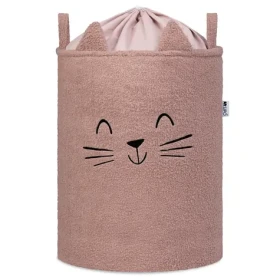 Sipo Premium Bouclé so šnúrkou Cat ružová / 43 l / Kôš na hračky (SPBB03)