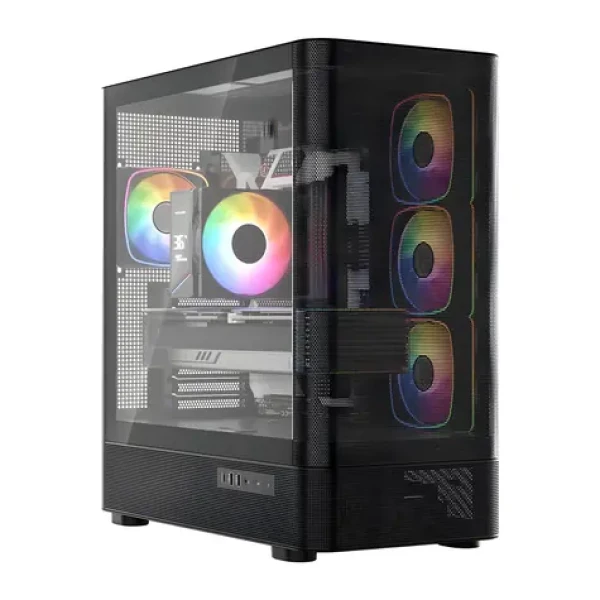 Modecom Volcano AQ300 ARGB čierna / Skriňa / ATX / tvrdené sklo / ARGB podsvietenie / 1x USB-C 3.2 / 2x USB 3.0 (MC-A-AQ300-4FA-B)