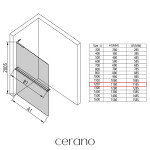 CERANO - Sprchová zástena Walk-in Onyx L-ľavá vzpera - 8 mm + polička / držiak na uteráky - čierna matná, transparentné sklo - 120x200 CER-8050BD806