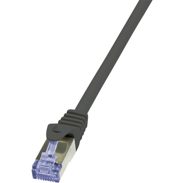 LogiLink CQ3093S RJ45 sieťové káble, prepojovacie káble CAT 6A S/FTP 10.00 m čierna samozhášavý, s ochranou 1 ks; CQ3093S