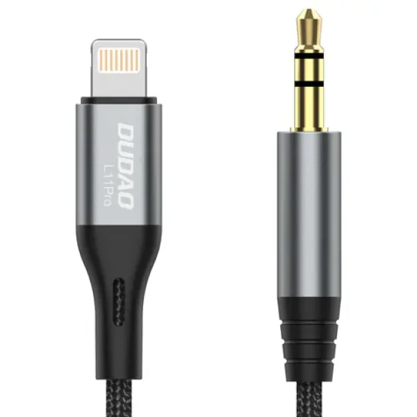 Dudao L11PRO sivá / Audio kábel / Lightning / mini jack 3,5 mm / 1 m