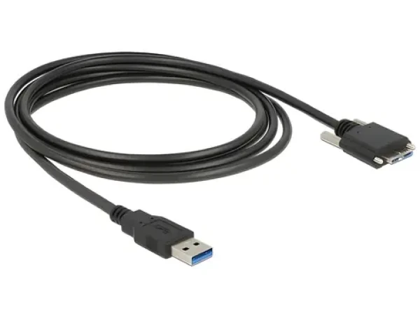 DeLock Kábel USB 3.0 A (M) - Micro-B (M) 3M čierna / Kábel USB / 5 Gbit/s / skrutkové uchytenie (83599)