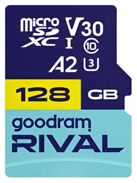 Goodram RIVAL M2AA microSDXC 128 GB + SD adaptér / Class 10 / UHS-I / U3 / A2 / V30 / R: až 170 MB/s / W: až 120 MB/s (GGSM2AA-1280R12)