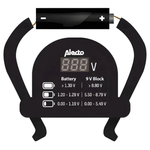 Alecto BTT2 / Tester batérií / AA / AAA / C / D / 9V a gombíkové / LCD displej (BTT2)