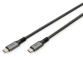 Digitus USB-C čierno-šedá / Kábel USB-C na USB-C / USB4 Gen 3x2 40 Gbps / PD 3.1 240 W / 1 m (DB-300443-010-S)