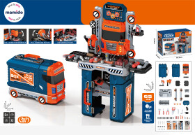 Mamido Mamido Detský nákladný kamión 2v1 s dielňou a náradím transformovateľný 65 dielov