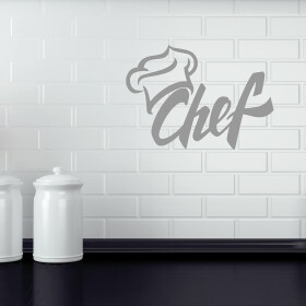 Veselá Stena Samolepka Chef Farba: šedá, Veľkosť: 60 x 42 cm