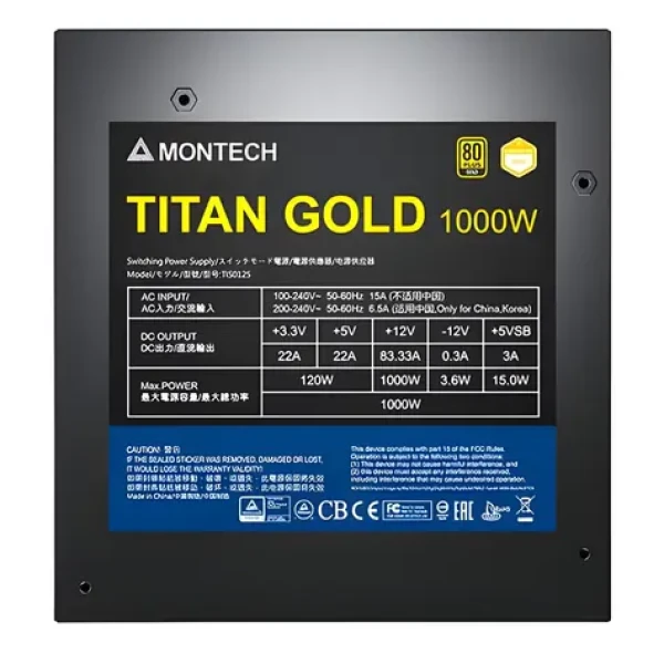Montech Titan Gold 1000W / ATX / 1000W / 80 PLUS Gold / PCIe 5.0 / modulárne (TIS0125)