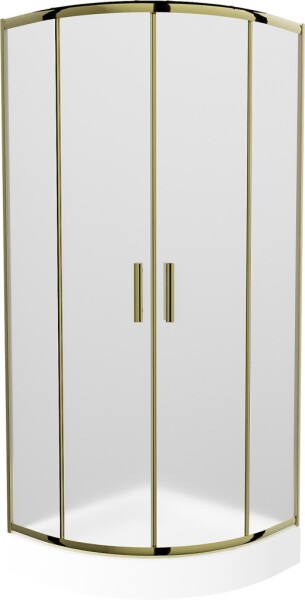 MEXEN/S - Rio sprchovací kút štvrťkruh 80 x 80, dekor, zlato + vanička Rio vrátane výpuste 863-080-080-50-30-4710