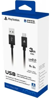 HORI HRP51002 Nabíjací USB kábel pre ovládač PS5 DualSense 3M čierna / 1x USB-A (M) / 1x USB-C (M) (HRP51002)