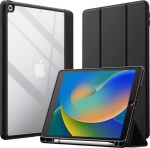 NoName CRONG PRIMEFOLIO ETUI IPAD 10.2 (2021-2019) Z PODSTAWKĄ I SCHOWKIEM NA APPLE PENCIL (Čierny/PRZEZROCZYSTY)