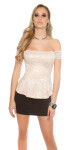 Sexy KouCla lace latina top with peplum CORAL S