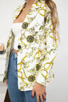 Bavlnená bunda s potlačou a gombíkom ecru+žltá XL