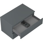 MEXEN/S - Rivel kúpeľňová skrinka pod umývadlo 80 cm s doskou, 2 zásuvky, reliéf, grafit mat 91A20-08047-2-BFFC66