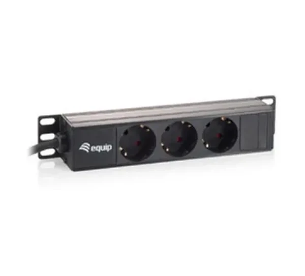 Equip 10" čierna zásuvková lišta / PDU / 1U / SCHUKO - 3x CEE 7/5 / 16 A / 3500 W (333302)