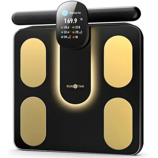RUNSTAR Chytrá osobná váha 8E SmartScan Pre zlato-čierna / Bluetooth / 8 senzorov / do 180 kg / BMI, tuk, voda (FG2305)
