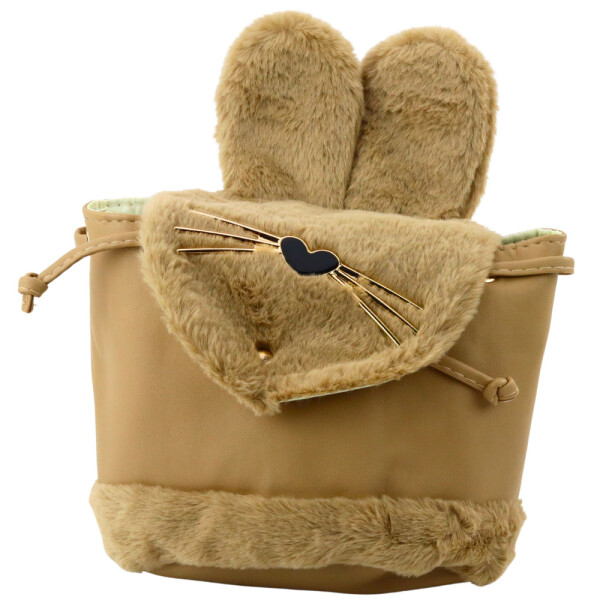 Mamido Detský batoh s plyšovými ušami 22cm 4L béžový