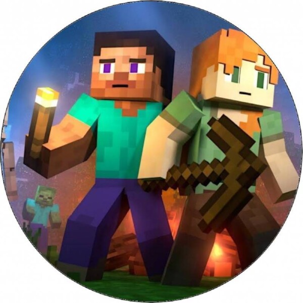 Jedlý papier Minecraft Alex a Steve 19,5 cm - Pictu Hap - Pictu Hap