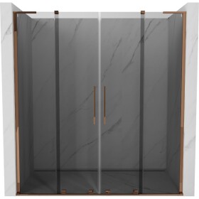 MEXEN/S - Velar L Duo posuvné sprchové dvere 180, grafit, ružové zlato 871-180-003-42-60