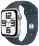 Apple Watch SE (2023) GPS 44mm Strieborné hliníkové telo - Búrkovo modrý športový remienok S/M / 140-190 mm (MREC3QC/A)
