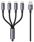 USAMS SJ739 čierna / Dátový kábel / 4v1 / 2x USB-C, Lightning, microUSB / 15W / 1,2m (SJ739USB101)