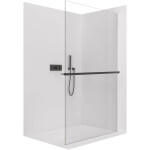 CERANO - Sprchová zástena Walk-in Crystal Ľ/P - 10 mm + polička/držiak na uteráky - bezvzperový systém - čierna matná, transparentné sklo - 160x200 CER-8050BD82799