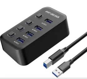 PremiumCord USB 3.2 Superspeed HUB 4-portový / Hub / USB 3.2 Gen 1 / 5 Gbps / vypínače portov (KU3HUB4G)
