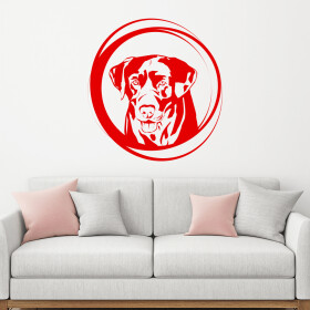 Veselá Stena Samolepka Labrador Farba: červená, Veľkosť: 40 x 43 cm