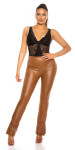 Sexy Bootcut Faux Leather Pants with side Slit