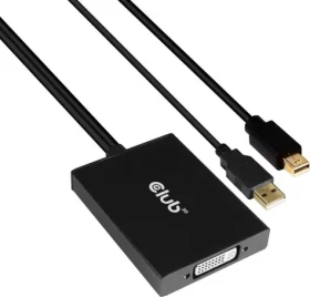 Club3D CAC-1130 aktívny adaptér mini DIsplayPort 1.2 na Dual Link DVI-D čierna / 4K 30Hz / 60cm (CAC-1130)