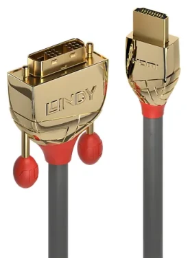 Lindy HDMI - DVI-D Gold Line / HDMI-DVI-D kábel / Single Link / 5 m / pozlátené konektory (36197)