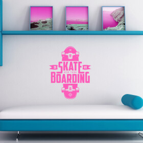 Veselá Stena Samolepka Skateboarding Farba: růžová, Veľkosť: 40 x 32 cm