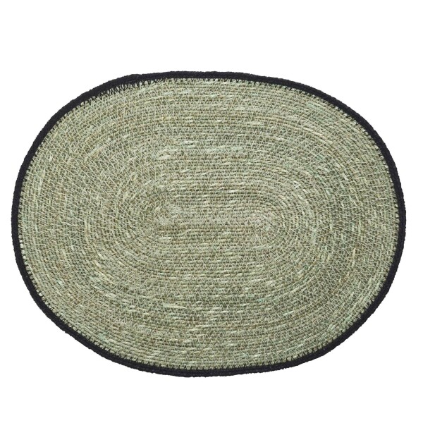 MADAM STOLTZ Prestieranie Seagrass Black Rim – set 2 ks Svetlozelená