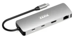 PORT CONNECT USB-C Dokovacia stanica 9v1 strieborná / HDMI 4K60Hz / USB-C PD 85W / Ethernet / SD / microSD čítačka (900164)
