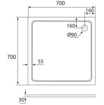 H K - THOR Sprchová vanička z liateho mramoru, štvorec, 70x70x3 cm SE-THOR-70SQ