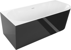 MEXEN/S - Mia voľne stojaca rohová vaňa ľavá 180 x 80, biela/čierna, sifón a prepad biela 52691808075L-20