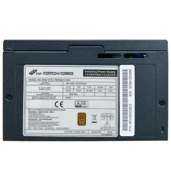 Fortron FSP350-51AAC / Napájací zdroj / ATX / 350 W / 80PLUS Bronze / aktívny PFC / 120mm ventilátor / bulk (9PA350D803)